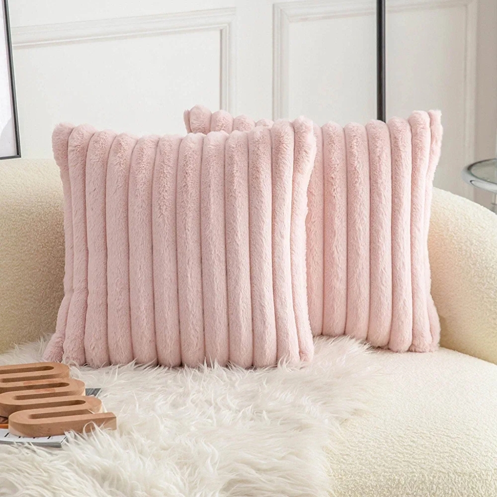 Double-Sided Faux Fur Soft Solid Decorative Throw Pillow Covers Pillowcase